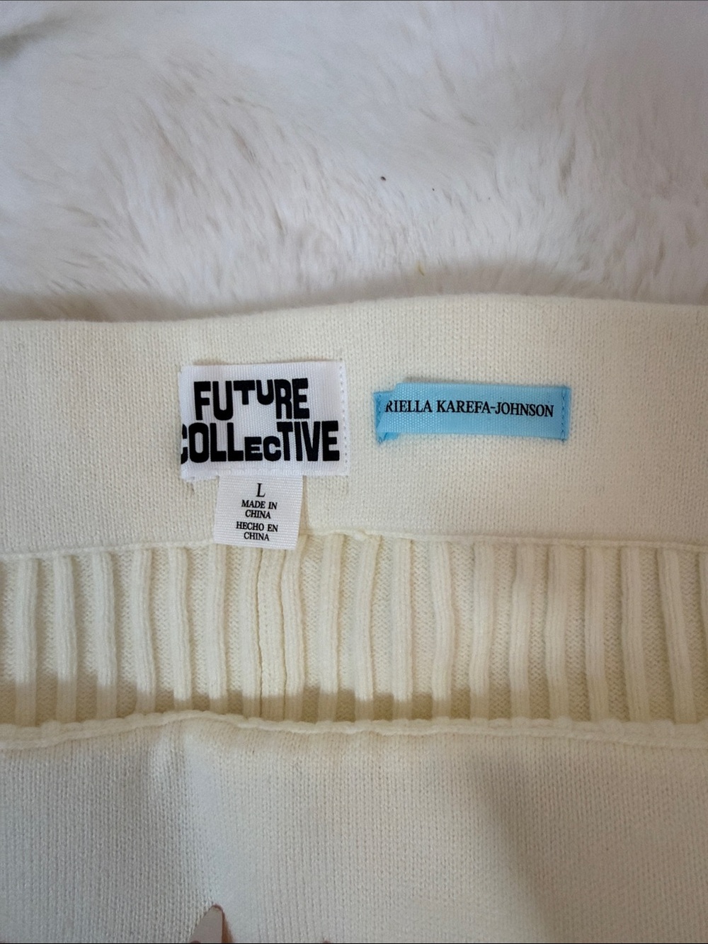 Cream Ribbed Leggings - Picture 3 of 7